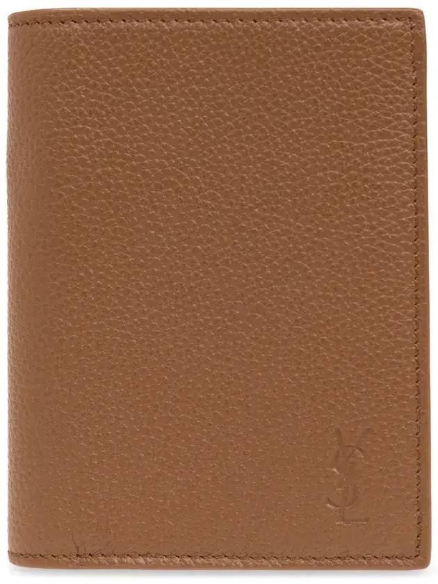 Monogram Calfskin Half Wallet Brown - SAINT LAURENT - BALAAN 1