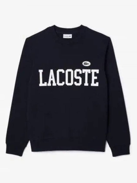 Men s Logo Print Puff Badge Crew Neck Sweatshirt Dark Navy SH7420 54GHDE 1285959 - LACOSTE - BALAAN 1