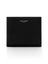 Classic Logo Textured Leather Half Wallet Black - SAINT LAURENT - BALAAN 3