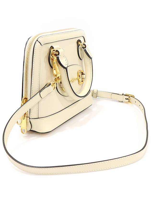 640716 White Leather Horsebit 1955 Mini Top Handle Bag 2WAY - GUCCI - BALAAN 3