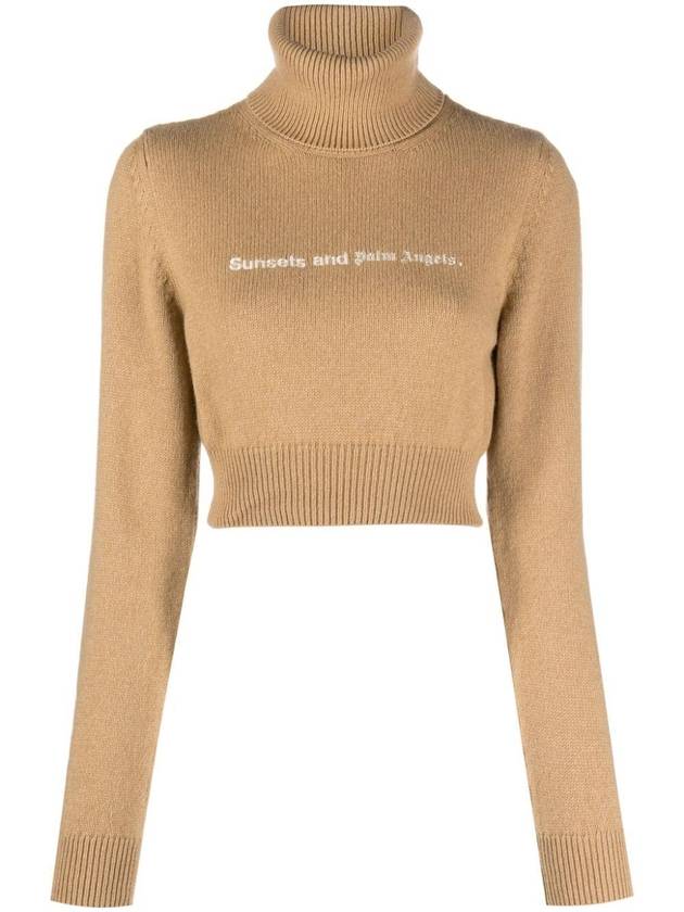 23 fw Cropped High Neck Sweater PWHF024F23KNI0016210 B0710936457 - PALM ANGELS - BALAAN 1