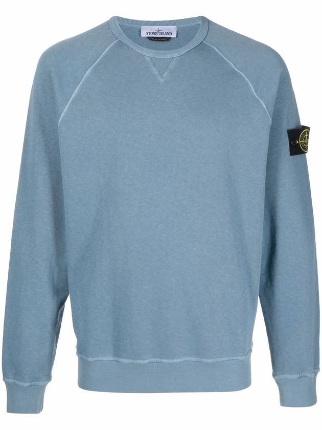 Garment Dyed Malfile Fleece Crewneck Sweatshirt Dark Blue - STONE ISLAND - BALAAN 1