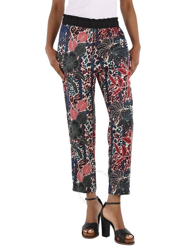 Women's Flower Print Straight Pants Red Black - MONCLER - BALAAN 2