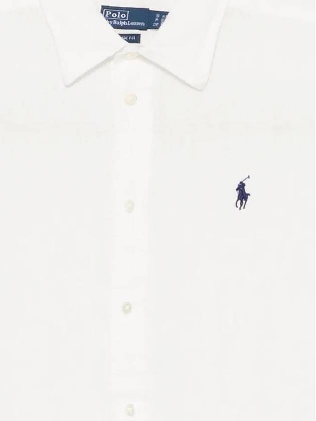 Long Sleeve Linen Shirt White - POLO RALPH LAUREN - BALAAN 5