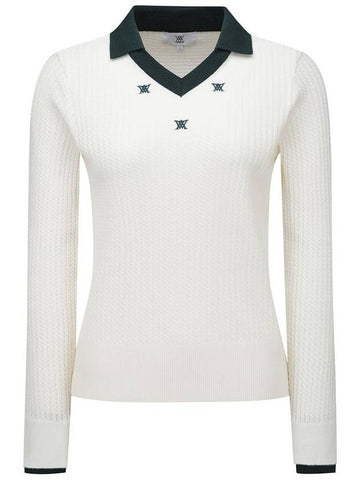 Official W LOGO POINT CABLE SWEATER OW - ANEWGOLF - BALAAN 1