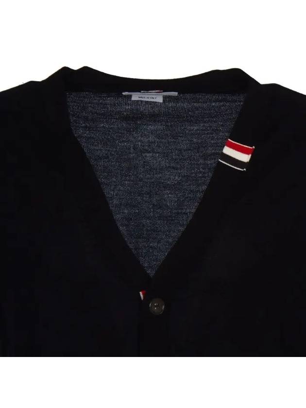 Men's Jersey Stitch V-Neck Cardigan Navy - THOM BROWNE - BALAAN 9