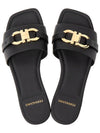 Gancini Ornament Flat Slide Black - SALVATORE FERRAGAMO - BALAAN 3