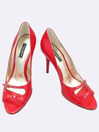 7592 Red color enamel open toe pumps women s shoes 245MM - DOLCE&GABBANA - BALAAN 2