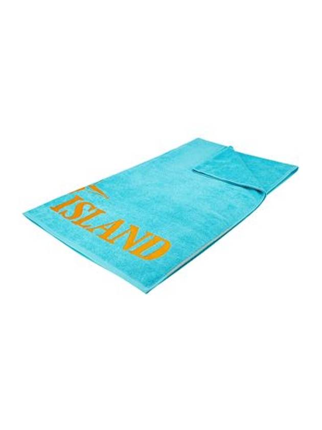 Cotton Terry Logo Beach Towel Blue - STONE ISLAND - BALAAN 3