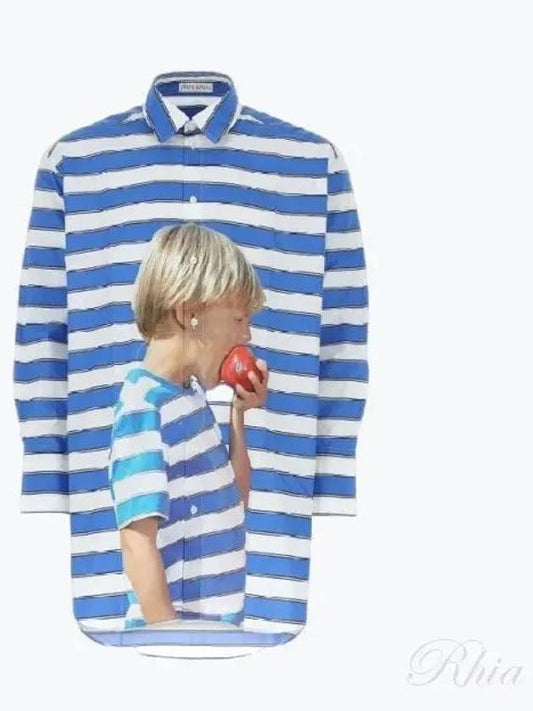 Striped Printing Oversized Long Sleeve Shirt Blue - JW ANDERSON - BALAAN 2