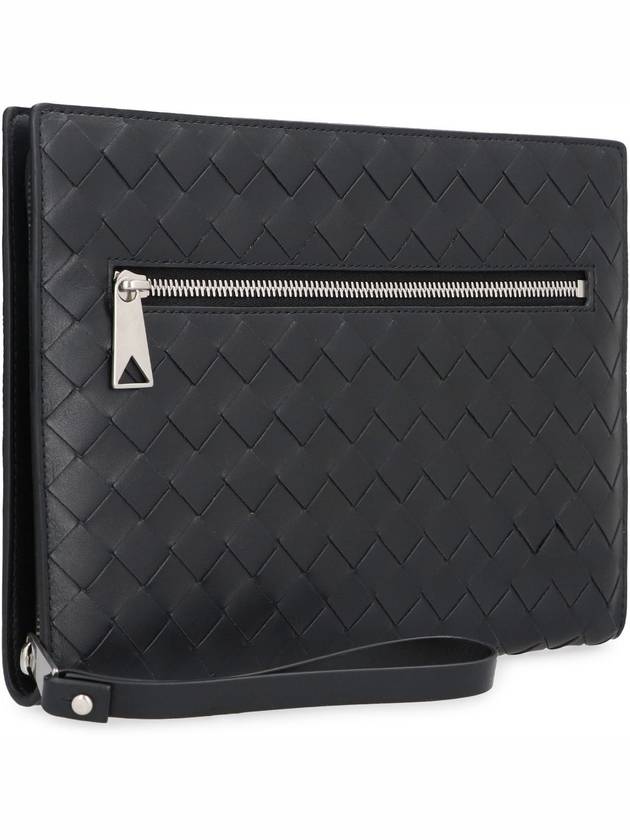 Intrecciato Zipper Small Clutch Bag Black - BOTTEGA VENETA - BALAAN 4