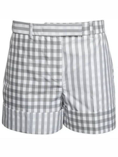 Gingham Check Double Face Poplin Shorts Medium Grey - THOM BROWNE - BALAAN 2