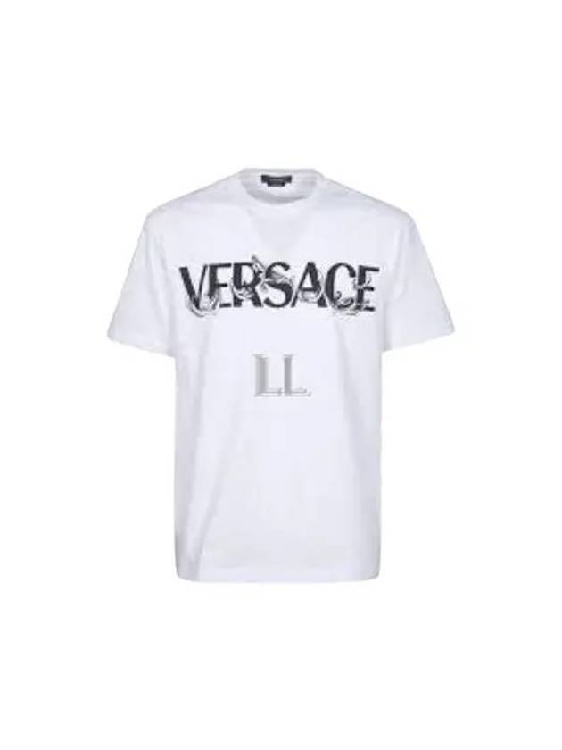 Men's Barocco Silhouette Logo Short Sleeve T-Shirt White - VERSACE - BALAAN 2