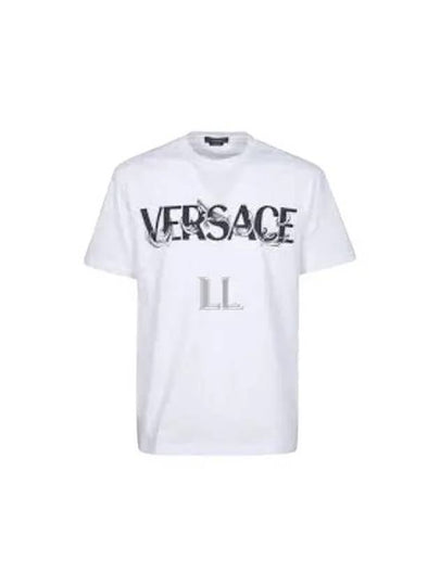 Men's Barocco Silhouette Logo Short Sleeve T-Shirt White - VERSACE - BALAAN 2