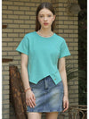 Aquamarine M Slit Point Short Sleeve T Shirt - MICANE - BALAAN 4