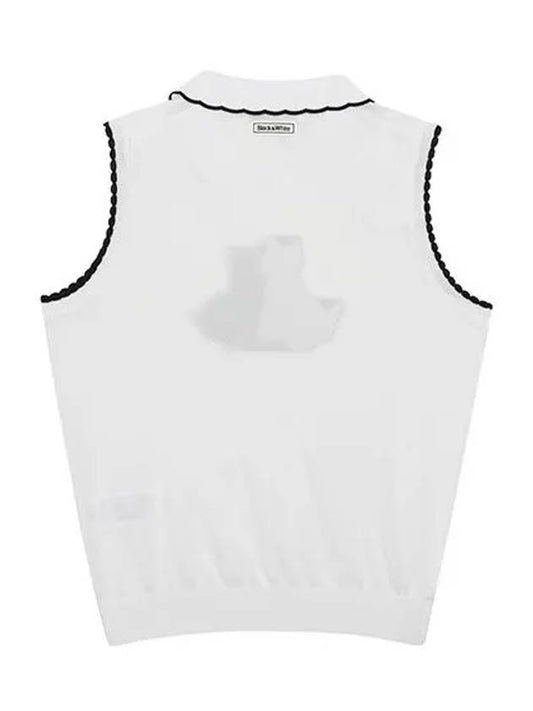 Terrier One-Point Knit Vest 2014LZVRWHITE - BLACK&WHITE - BALAAN 2