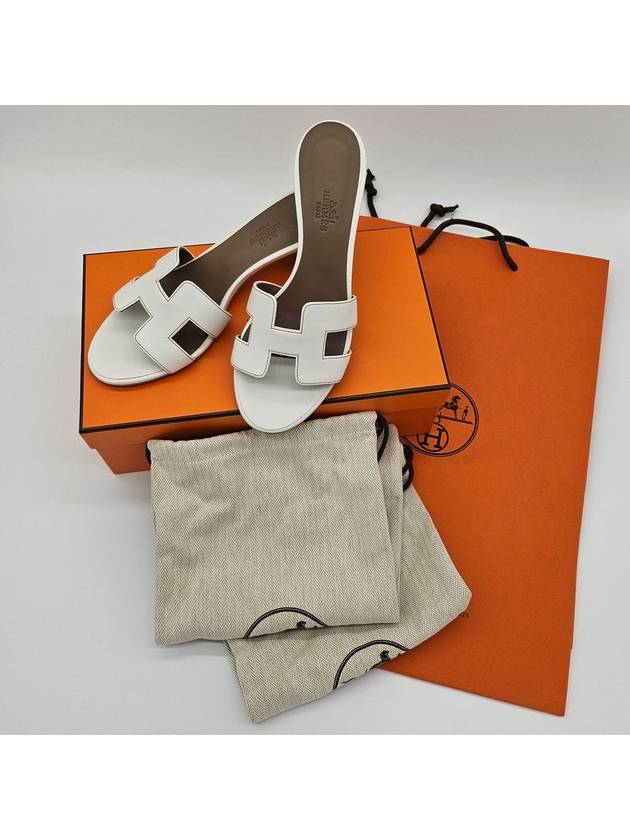 Oasis Calfskin Slipper Heels Blanc - HERMES - BALAAN 4