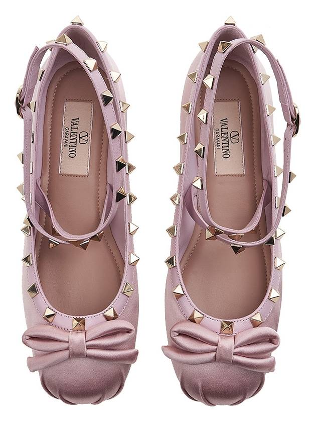 Rockstud Satin Ballerina Pink - VALENTINO - BALAAN 7