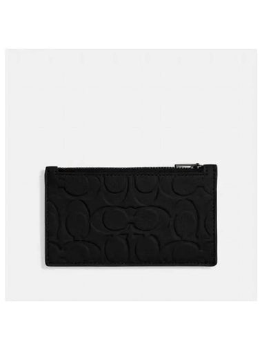 Zip Card Case in Signature Leather CH744 BLK - COACH - BALAAN 1