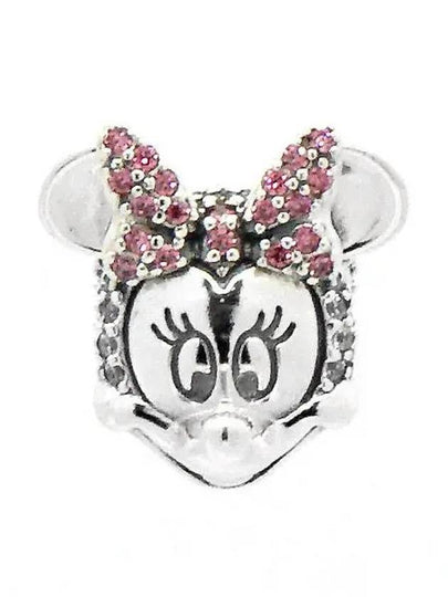 Minnie Mouse Pave Ribbon Clip Bracelet Charm Pink Silver - PANDORA - BALAAN 2