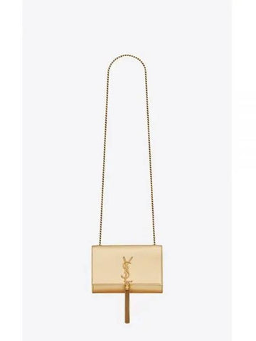 YSL Crossbag Metallic Leather Kate Small Tassel Bag Gold 474366AAAKT8030 - SAINT LAURENT - BALAAN 1