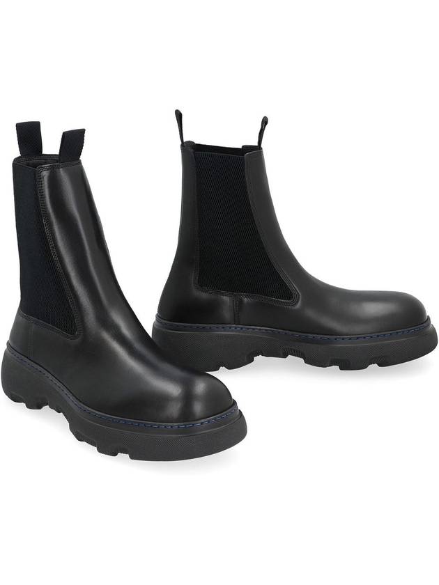 Leather Chelsea Boots Black - BURBERRY - BALAAN 4