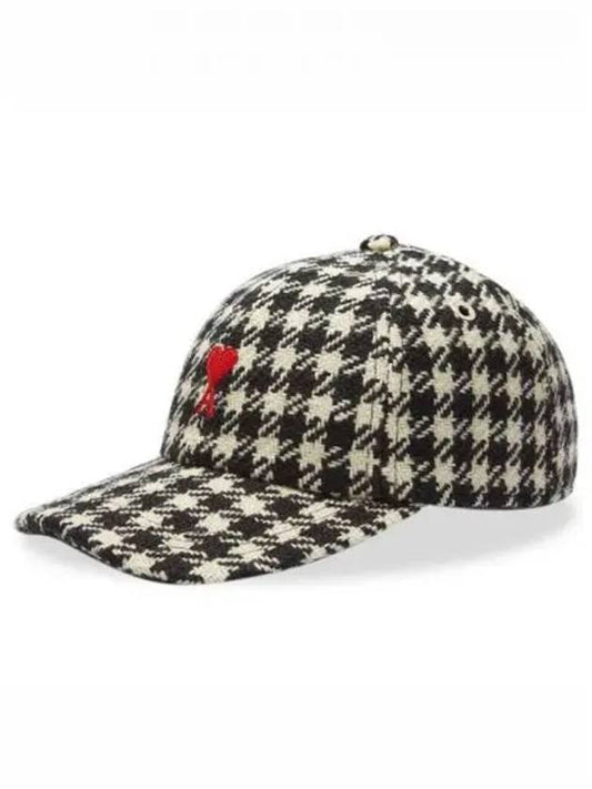 Heart Logo Check Ball Cap White Black - AMI - BALAAN 2