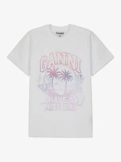 Logo Print Short Sleeve T-Shirt White - GANNI - BALAAN 2