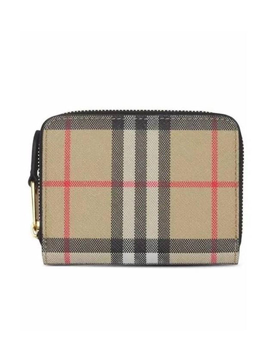 Vintage Check Zipper Halfwallet Beige - BURBERRY - BALAAN.