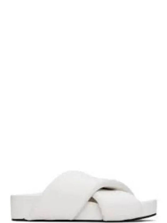 Women's Padded Slides Leather Slippers White - JIL SANDER - BALAAN 1