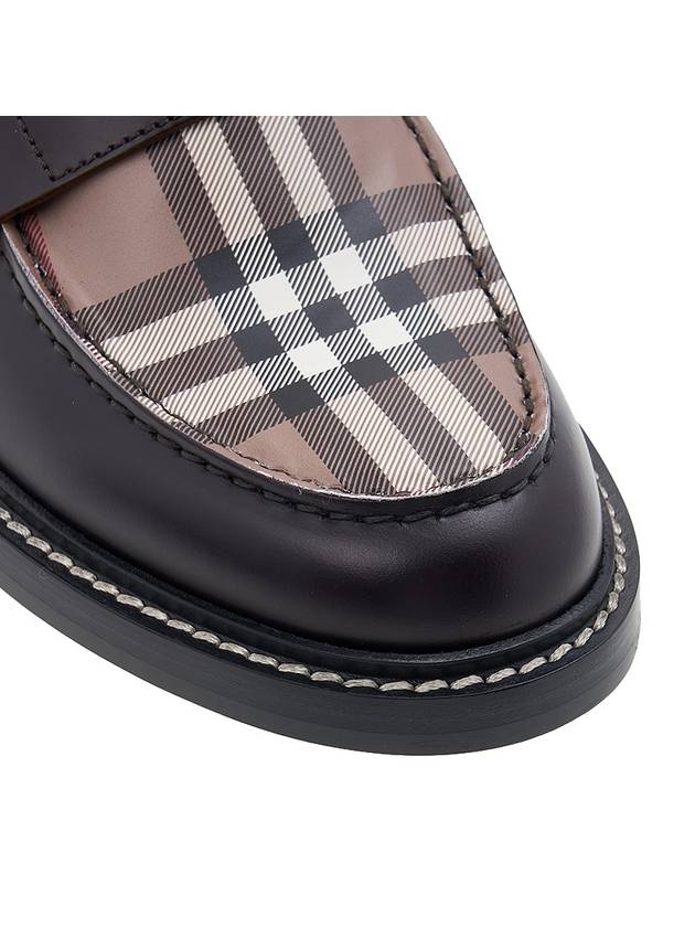 Men's Vintage Check Panel Leather Loafers Brown - BURBERRY - BALAAN 10