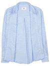 Small Heart Logo Gingham Button Long Sleeves Shirt Sky Blue - AMI - BALAAN 11