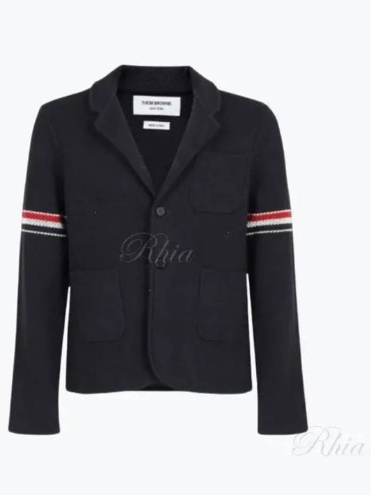 Arm Banding Texture Jacquard Wool Jacket Navy - THOM BROWNE - BALAAN 2