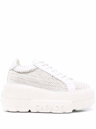 White Platform Sneakers Interwoven Design In Polyurethane Woman - CASADEI - BALAAN 1