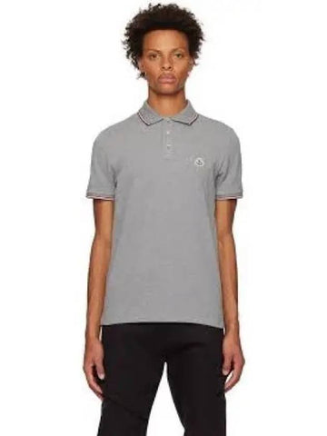 Patch logo short sleeve polo shirt light gray I10918A7030084556984 1009772 - MONCLER - BALAAN 1