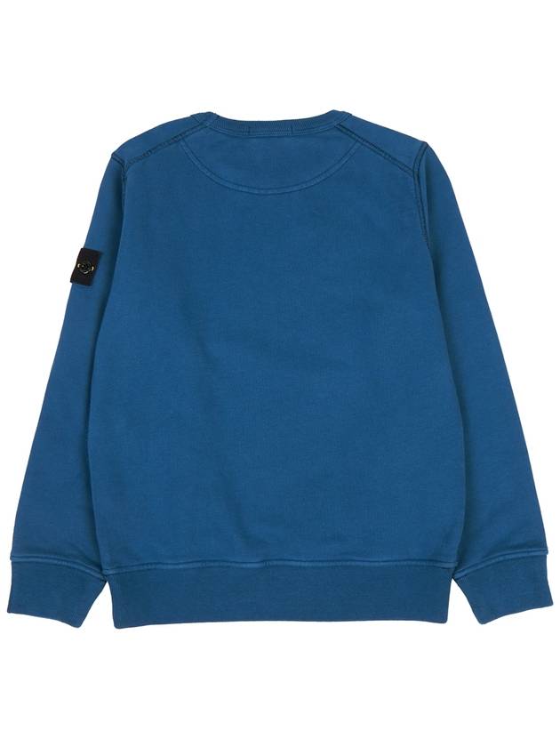 Kids Organic Cotton Fleece Sweatshirt Blue - STONE ISLAND - BALAAN 3