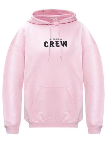 Crew Logo Print Oversized Hoodie Pink - BALENCIAGA - BALAAN 1