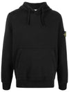 Wappen Patch Cotton Fleece Hoodie Black - STONE ISLAND - BALAAN 2