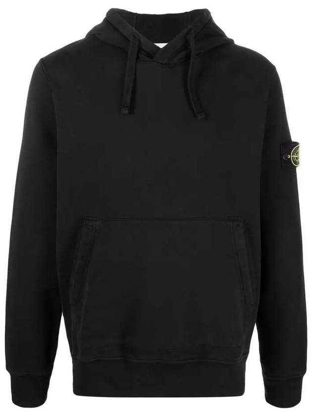 Wappen Patch Cotton Fleece Hoodie Black - STONE ISLAND - BALAAN 2