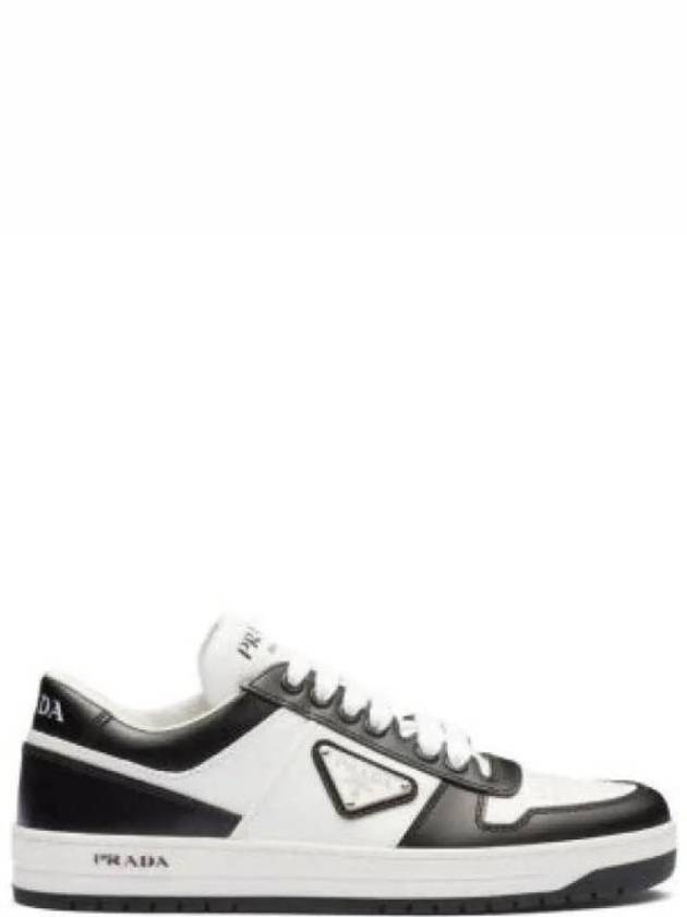 Downtown Perforated Leather Low Top Sneakers White Black - PRADA - BALAAN 2