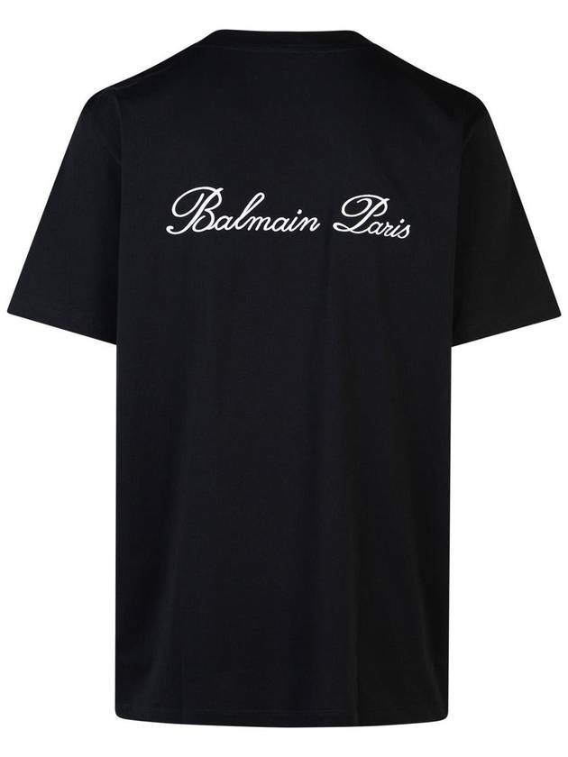 Balmain 'Signature' Black Cotton T-Shirt - BALMAIN - BALAAN 3