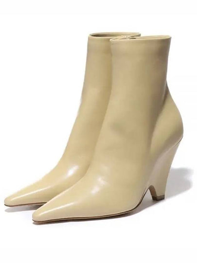 Leather Heel Middle Boots Beige - BOTTEGA VENETA - BALAAN 2