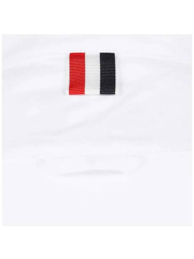 Three Stripes Tab China Collar Oxford Long Sleeve Shirt White - THOM BROWNE - BALAAN 4