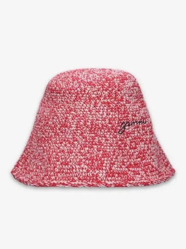 Crochet Ricamo Logo Bucket Hat Red - GANNI - BALAAN 2