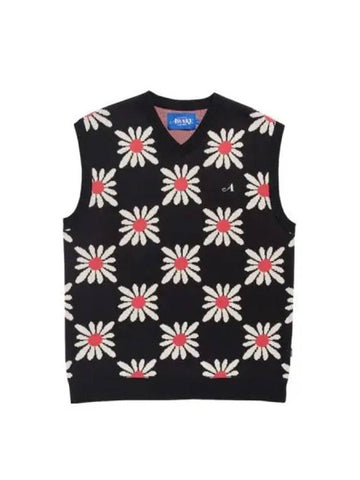 Awake New York Checkered Floral Sweater Vest Black - AWAKE NY - BALAAN 1