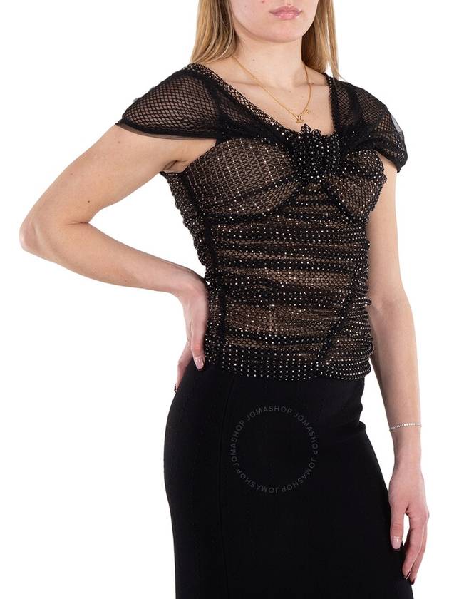 Self Portrait Rhinestone Embellished Fishnet Bardot Top, Brand Size 6 ( US Size 2 ) - SELF PORTRAIT - BALAAN 2