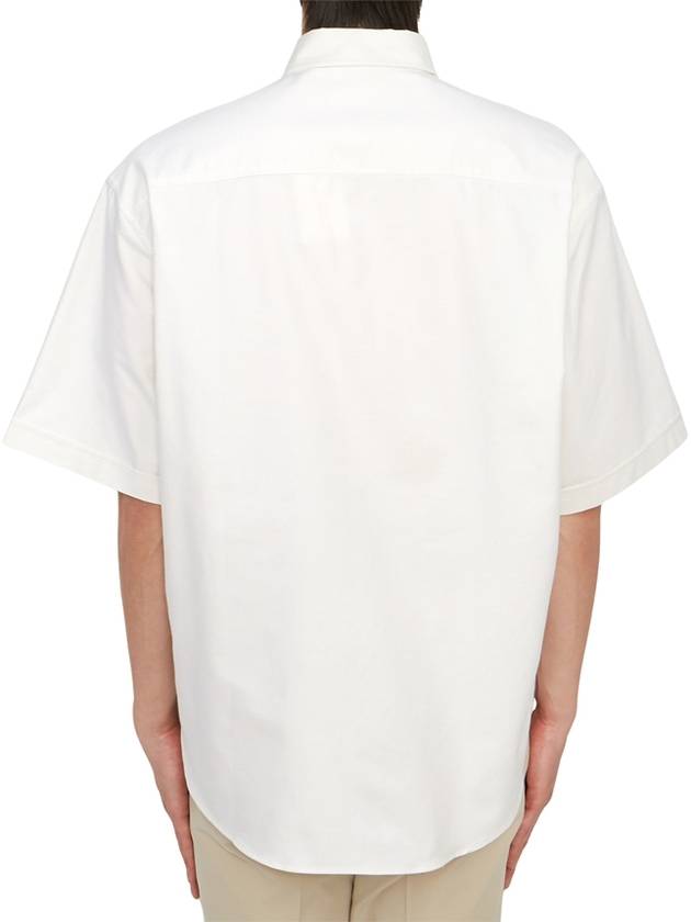 Men's Boxy Fit Embroidered Logo Short Sleeve Shirt White - AMI - BALAAN 4