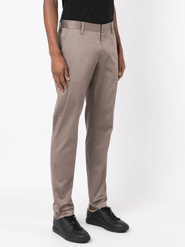 Slim Cut Cotton Blend Straight Pants Light Brown - EMPORIO ARMANI - BALAAN 3