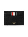 Pebble Grain Leather Stripe Single Card Wallet Black - THOM BROWNE - BALAAN 3