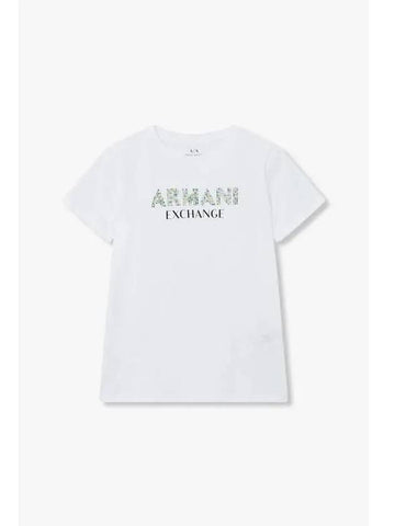 Women Twinkle Cubic Logo T Shirt White - ARMANI EXCHANGE - BALAAN 1